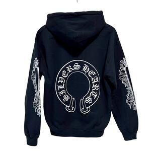 Suite Swag Sliders Hearts Gothic Baseball Graphic Hoodie Black Streetwear Size M